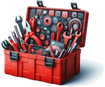 Werkzeugkasten mit digitalen Tools