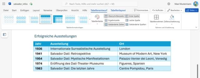 Tabelle formatieren mit Vorlagen