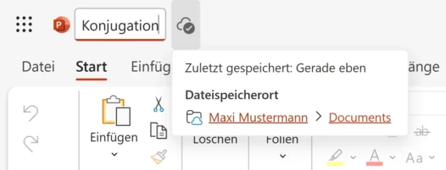 Dateiname und Dateispeicherort in PowerPoint Online