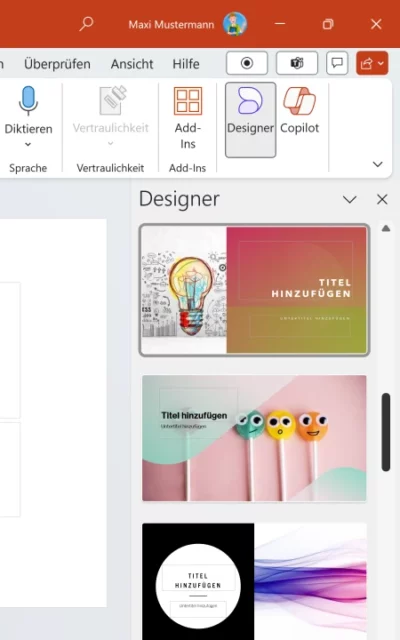 Designer in PowerPoint für Windows