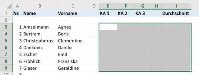 Notentabelle mit Excel: Punkte und Noten automatisch berechnen