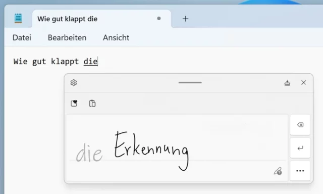 Handschrifterkennung in Windows 11