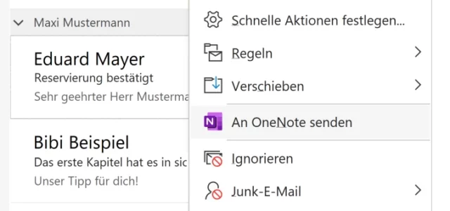 Kontextmenü einer E-Mail in Outlook