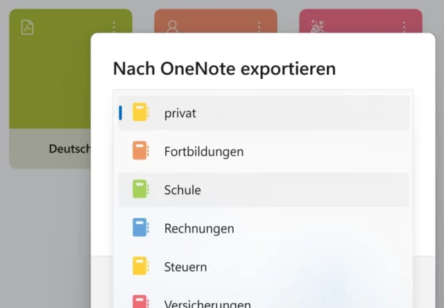 OneNote-Notizbuch auswählen
