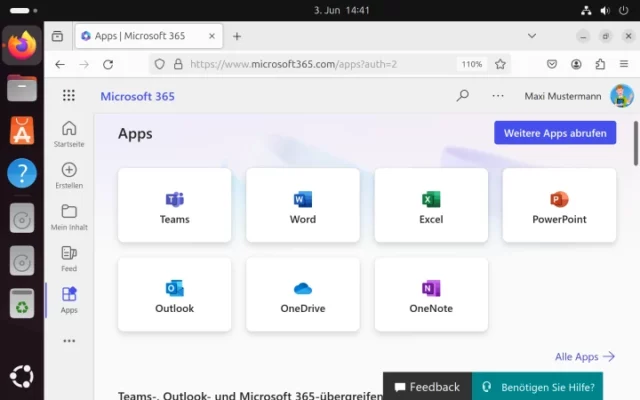 Online-Portal von Microsoft 365 im Browser