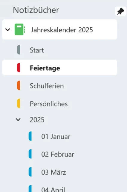 Kalender als Notizbuch in OneNote