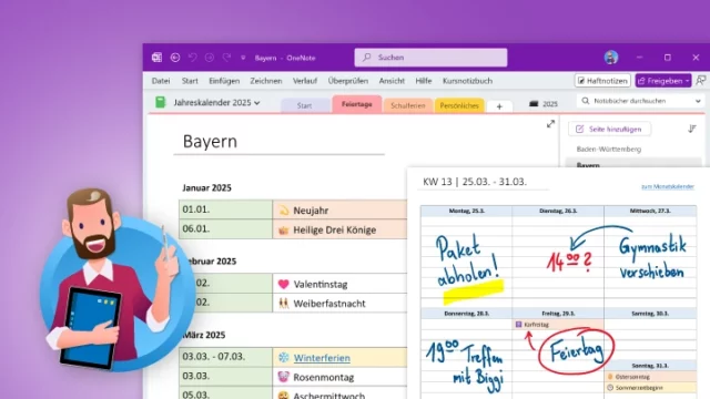 Kalender 2025 für OneNote: Vorlage für Jahreskalender als Download