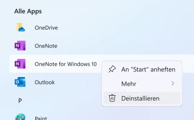 OneNote für Windows 10 deinstallieren