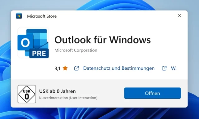 Outlook für Windows: Download per Microsoft Store