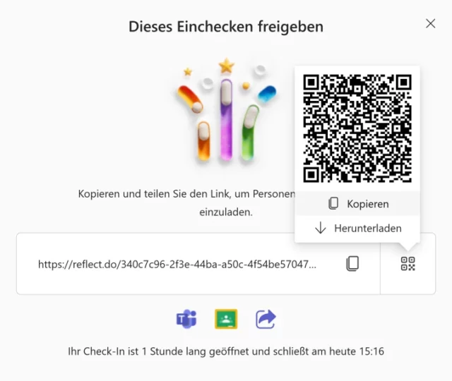 Link zum Check-in kopieren