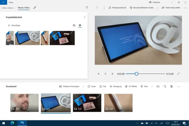 Videobearbeitung mit Surface Go 2