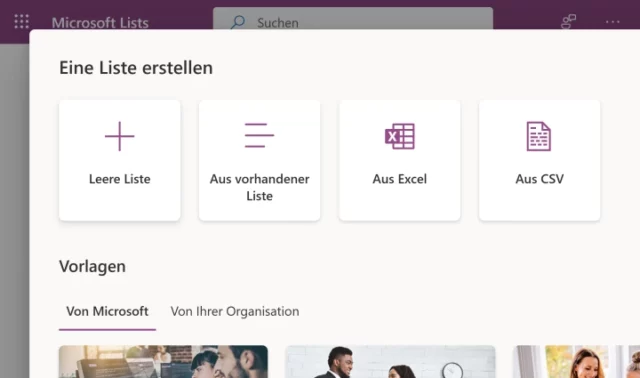 Neue Liste erstellen in Microsoft Lists