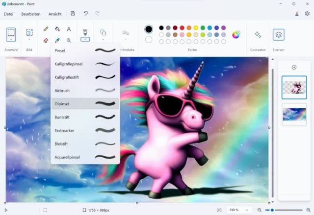 Microsoft Paint mit Pinseln, Ebenen & Cocreator