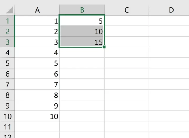 markierte Zellen in Microsoft Excel