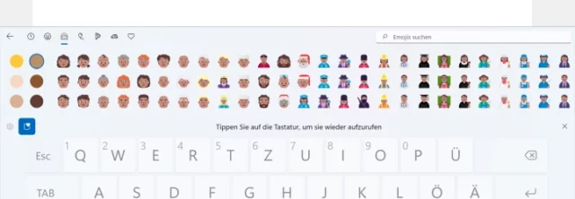 Emojis auf der Bildschirmtastatur von Windows 11
