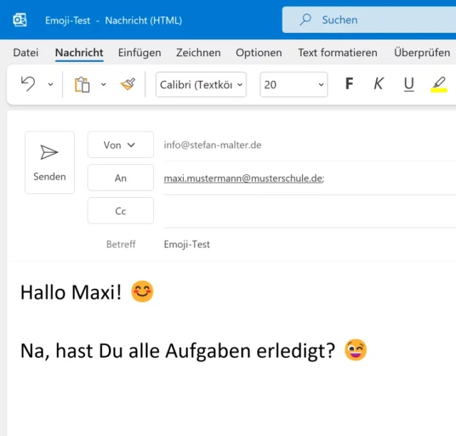 Emojis in E-Mail in Outlook einfügen
